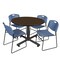 Regency Round Kobe Breakroom Table W/ 4 Zeng Stack Chairs, 48 in W, 48 in L, Neo Walnut TKB48RNDNW44BE - alternate 1
