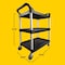 Rubbermaid Commercial Dual-Handle Utility Cart with Lipped Plastic Shelves, Plastic, 200 lb Load Capacity, 3 Shelves FG342488BLA - alternate 2