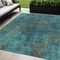 Homeroots 5' X 8' Teal Blue Navy Blue And Brown Abstract Washable Indoor Outdoor Area Rug 612365 - alternate 1
