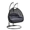 Leisuremod Mendoza Charcoal Wicker Hanging 2 person Egg Swing Chair with Charcoal Cushions MSCCH-53CBU - alternate 1