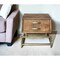Homeroots 21" Brass And Brown Solid Wood And Iron Square End Table With Drawer 488548 - alternate 2