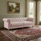 Homeroots 92" Pink Linen Chesterfield Wood Sofa 543992 - alternate 3