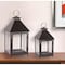Homeroots Set of Two Black Geometric Iron And Glass Floor Lantern Candle Holders, 2PK 517596 - alternate 2