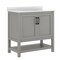 Flash Furniture Vega 36in. Vanity w/Sink, Black Hardware, Soft Close Doors & Open Shelf, Carrara Marble, Gray/White FS-VEGA36-GY-HDBLK-GG - alternate 2