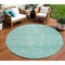 Homeroots 8' Aqua And Ivory Round Damask Washable Indoor Outdoor Area Rug 603355 - alternate 1