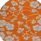 Homeroots 8' Orange And Gray Round Floral Washable Indoor Outdoor Area Rug 600032 - alternate 2