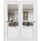 Sartodoors Sliding Closet Bypass Doors, Lucia 1533 White Silk with Clear Glass, Sturdy Rails Moldings Trims H LUCIA1533DBD-WS-5684 - alternate 1