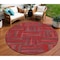 Homeroots 8' Red And Brown Round Geometric Washable Indoor Outdoor Area Rug 598300 - alternate 1