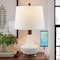 Jonathan Y Finn 23" Vintage Minimalist Iron/Ceramic LED Mini Table Lamp w/USB Charging Port, Wood Finished/White JYL4047A - alternate 3
