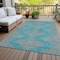 Homeroots 8' X 10' Teal Blue And Pink Geometric Washable Indoor Outdoor Area Rug 598791 - alternate 2