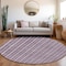Homeroots 8' Purple And Ivory Round Striped Washable Indoor Outdoor Area Rug 595891 - alternate 2