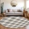 Homeroots 8' Gray And Charcoal Round Plaid Washable Indoor Outdoor Area Rug 595399 - alternate 3