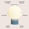 Jonathan Y Asian Lantern 15 in. Vintage Traditional Plant-Based PLA 3D Printed Dimmable LED Table Lamp, White/Bl USA1003B - alternate 2