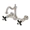 Kingston Brass Two-Handle Wall Mount Bridge Kitchen Faucet, Brushed Nickel KS1268PKX - alternate 1