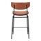 Homeroots Set of Two 30" Brown and Black Faux Leather and Steel Low Back Bar Height Bar Chairs, 2PK 555765 - alternate 3