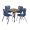 Regency Square Kee Adjustable Classroom Table W/ 4 Andy Stack Chairs, 30 in W, 30 in L, Noble Oak TB3030NOAPBK40NV - alternate 1