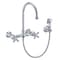 Whitehaus Collection Vintage III Plus Wall Mount Faucet with a  Long Gooseneck Swivel Spout, and Solid Brass Side Spray WHKWCR3-9301-NT-C - alternate 1
