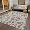 Homeroots 9' X 12' Linen Pink And Denim Blue Floral Washable Indoor Outdoor Area Rug 597828 - alternate 2
