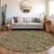 Homeroots 8' Fern Green Brown And Red Round Floral Washable Indoor Outdoor Area Rug 603415 - alternate 2