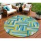 Homeroots 8' Teal Blue Green And Ivory Round Geometric Washable Indoor Outdoor Area Rug 598306 - alternate 1