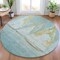Homeroots 8' Teal Blue And Gold Round Nautical Washable Indoor Outdoor Area Rug 631043 - alternate 2