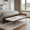 Homeroots 72in Ivory Brown And Black Tufted Cotton Wood And Metal Cushioned Bench With Pillow 489313 - alternate 2
