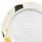 Smarty Had A Party 10.25" White w/Black and Gold Abstract Squares Pattern Round Plastic Dinner Plates, 120 Plates, 120PK 4810BG-CASE - alternate 3