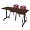 Regency Kobe Mobile T-Base Training Table W/ 2 M Stack Chairs, 66 in W, 24 in L, Neo Walnut MKTRCC6624NW47BY - alternate 1