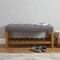 Homeroots 40in Gray and Brown Linen Blend and Solid Wood Upholstered Storage Bench With Shelves 286432 - alternate 2