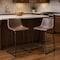Homeroots Set of Two 24" Espresso and Black Faux Leather and Steel Counter Height Bar Chairs, 2PK 555764 - alternate 2