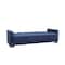 Homeroots 87" Blue Microfiber Convertible Futon Sleeper Sofa And Toss Pillows With Storage 607094 - alternate 3