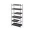 Homeroots 72" Black Sliding Shelf Five Tier Etagere Bookcase 490164 - alternate 1