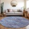 Homeroots 8' Navy Blue Charcoal And Gray Round Southwestern Washable Indoor Outdoor Area Rug 603553 - alternate 3