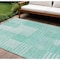 Homeroots 10' X 14' Teal Blue Aqua And Ivory Striped Washable Indoor Outdoor Area Rug 581682 - alternate 1