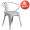 Flash Furniture Silver Metal Indoor-Outdoor Chair with Arms, PK4 4-CH-31270-SIL-GG - alternate 3