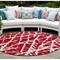 Homeroots 8' Round Red and White Round Abstract Washable Non Skid Indoor Outdoor Area Rug 559321 - alternate 1