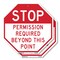 Signmission Stop Permission Required Beyond Thi, 6 inch X 6 inch, Plastic Sign, 2PK OC-P-2PACK-6-293 - alternate 1