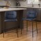 Homeroots Set of Two 25" Blue and Black Velvet and Steel Counter Height Bar Chairs, 2PK 564996 - alternate 3