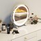 Homeroots 12" White Lighted Round Glass Framed Makeup Shaving Tabletop Mirror 565042 - alternate 2