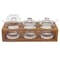 Homeroots 6 Mouth Blown Crystal Jam Set With 3 Glass Jars And Spoons On A Wood Stand 375725 - alternate 1