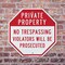 Signmission Private Property No Trespassing Vio, 6 inch X 6 inch, Plastic Sign, 2PK OC-P-2PACK-6-171 - alternate 3