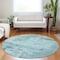 Homeroots 8' Blue And Ivory Round Abstract Washable Indoor Outdoor Area Rug 602745 - alternate 2
