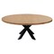 Homeroots 60" Natural And Black Rounded Solid Wood And Iron Pedestal Base Dining Table 563916 - alternate 1