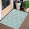 Homeroots 3' X 5' Turquoise Teal Blue And Ivory Medallion Washable Indoor Outdoor Area Rug 587770 - alternate 1