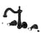 Kingston Brass Double-Handle Wall Mount Bathroom Faucet, Matte Black KS1250BPL - alternate 1