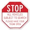 Signmission Stop All Vehicles Subject to Search, 10 Inch X 10 Inch, Aluminum Metal Signs OC-A-10-244 - alternate 1