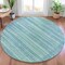 Homeroots 8' Aqua And Ivory Round Striped Washable Indoor Outdoor Area Rug 631475 - alternate 2