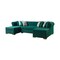 Homeroots Green Velvet U Shaped Three Piece Sofa and Chaise Sectional With Toss Pillows 643892 - alternate 5