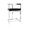 Homeroots 30" Black and Silver Velvet and Stainless Steel Low Back Bar Height Bar Chair 555070 - alternate 1