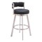 Homeroots 31" Black And Silver Faux Leather And Stainless Steel Low Back Bar Height Swivel Bar Chair 555769 - alternate 4